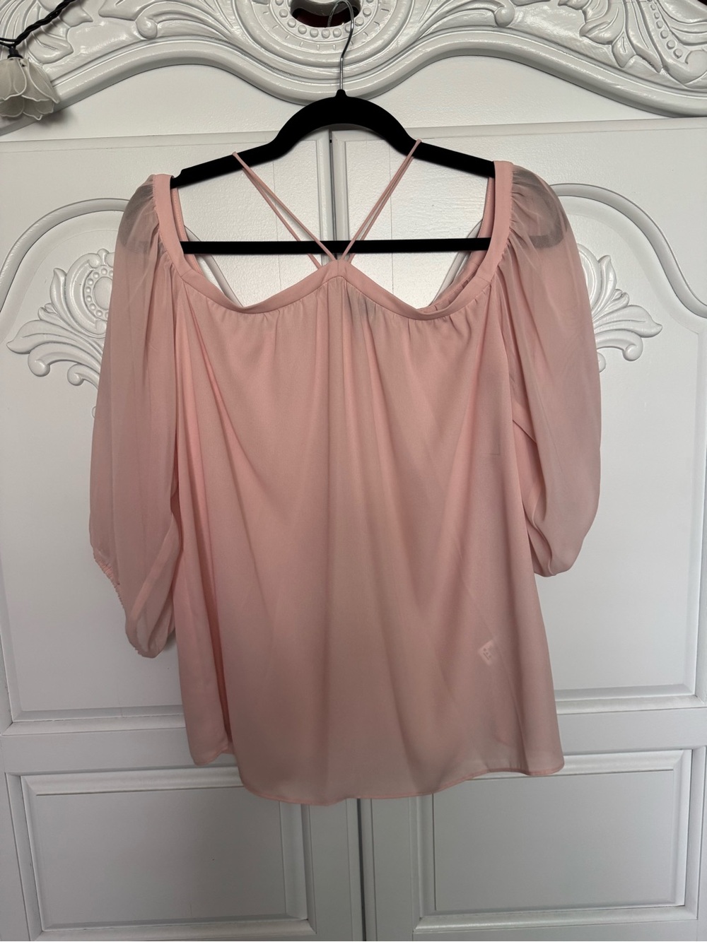 1. State Blush Pink Off-Shoulder Puff Sleeve Top
